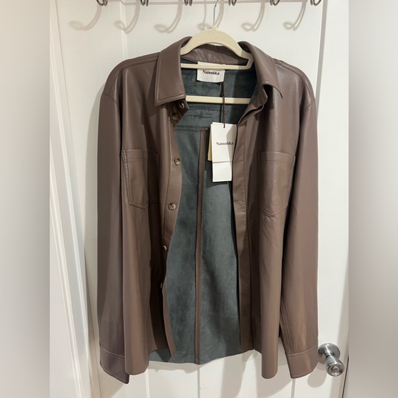NANUSHKA Declan Faux Leather Shirt in Mauve Grey Size Small (NWT) Retail $495 - Picture 5 of 11